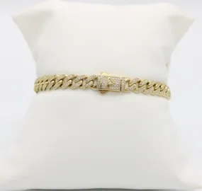 14K Hollow Milano Bracelet Full Cz Yellow Gold // 7.3mm - 8.5 in //