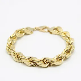 14K Hollow Rope Bracelet Yellow Gold