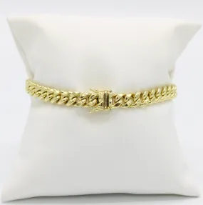 14K Semi-Solid Cuban Bracelet Yellow Gold //7.6mm - 8.5 in//