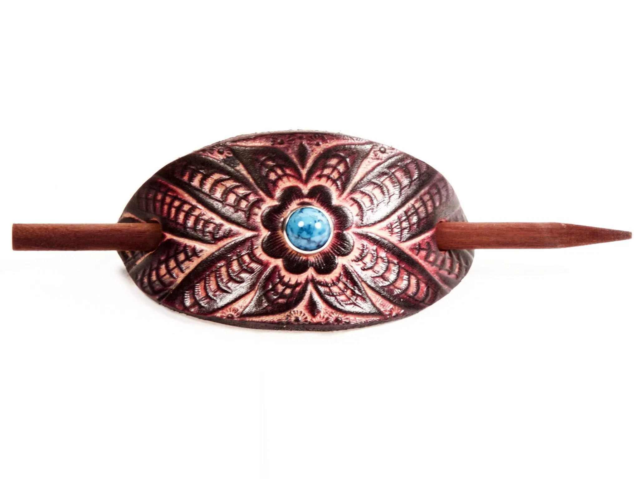 Accented Wildflower Leather Hair Barrette