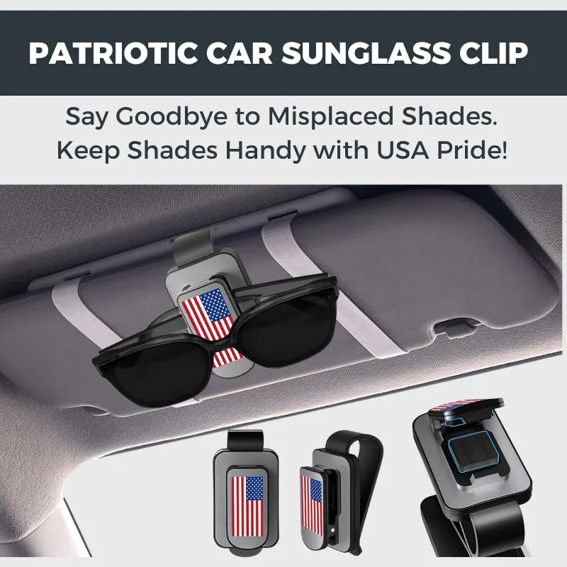 American Flag Car Visor Sunglass Clip