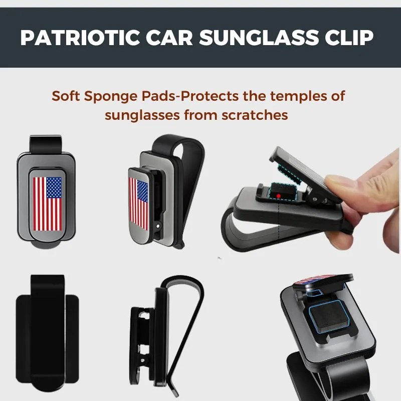 American Flag Car Visor Sunglass Clip