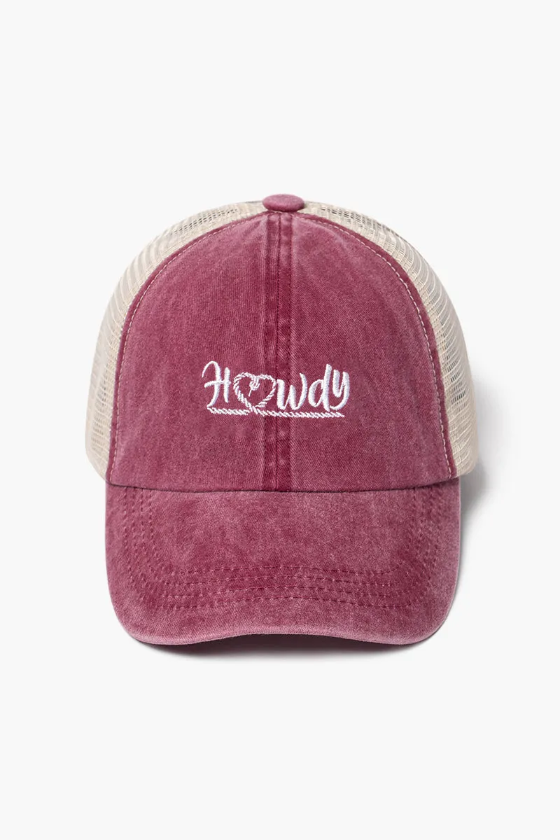 LCAPM1624 - HOWDY embroidery mesh back baseball cap