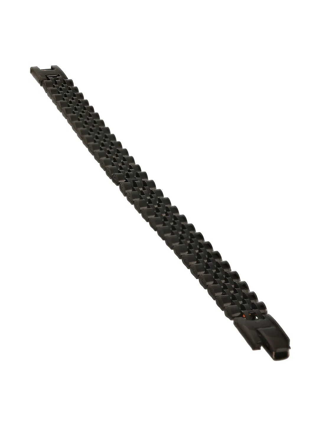 Men Black & Silver Black Rhodium Plated Link Bracelet