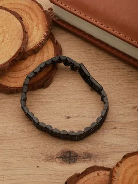 Men Black & Silver Black Rhodium Plated Link Bracelet