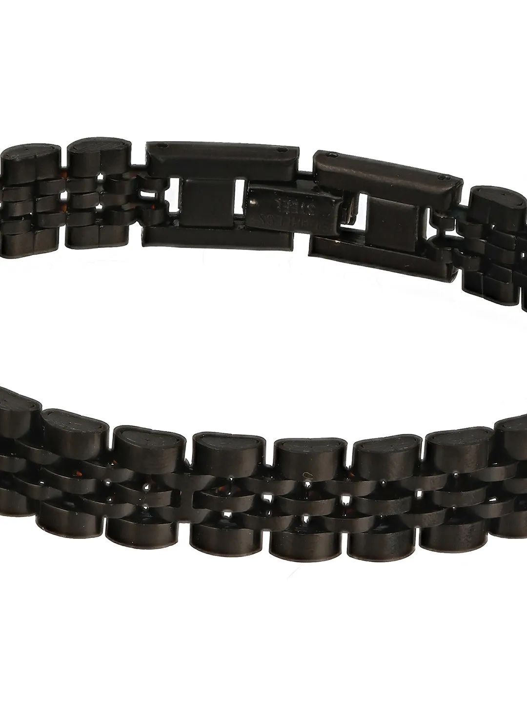 Men Black & Silver Black Rhodium Plated Link Bracelet