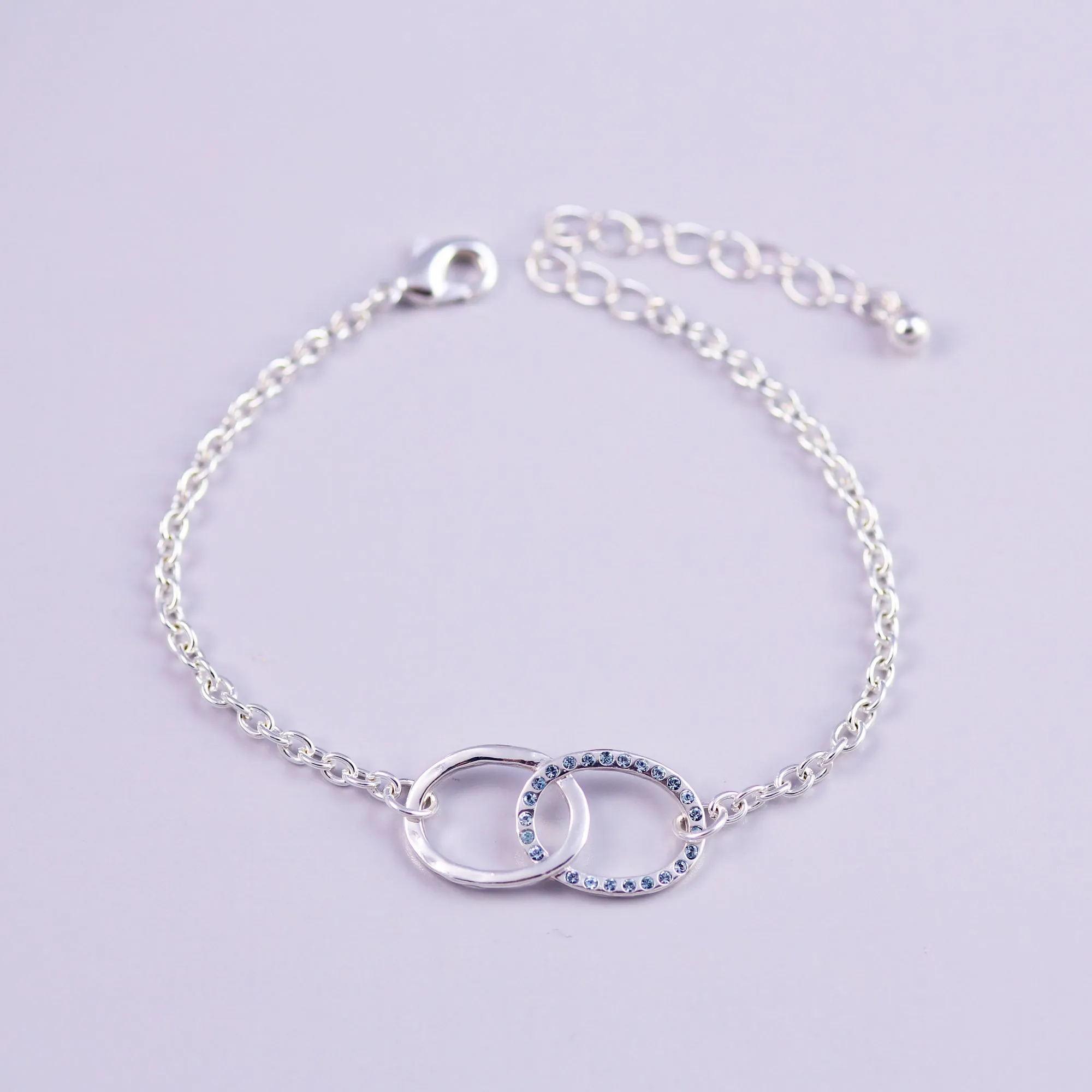 Silver Aquamarine March Birthstone Infinity Bracelet
