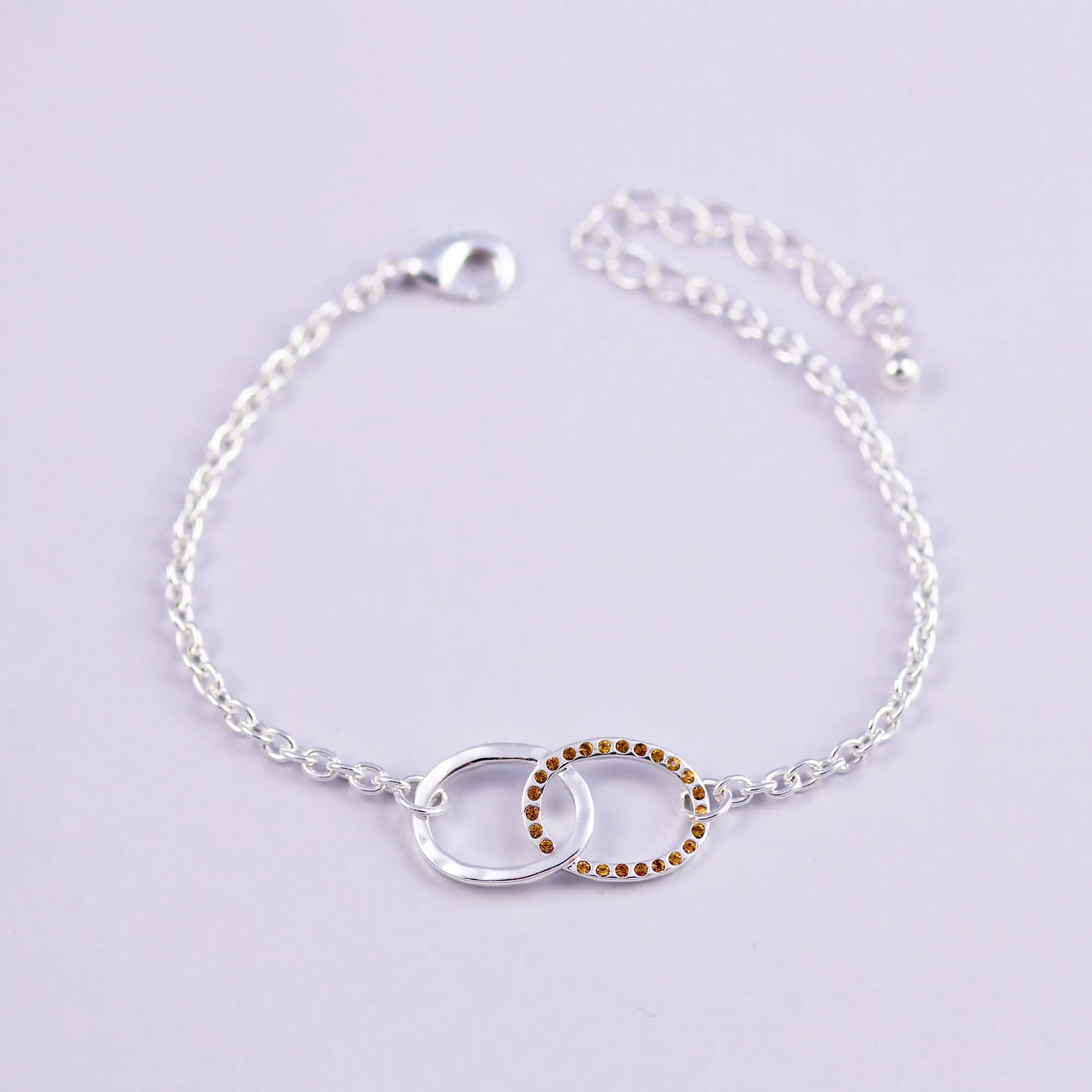 Silver Topaz November Birthstone Infinity Bracelet