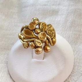 SOLD Vintage Biomorphic Brutalist Modernist Artisan Ring, Organic Spore Ball Ring