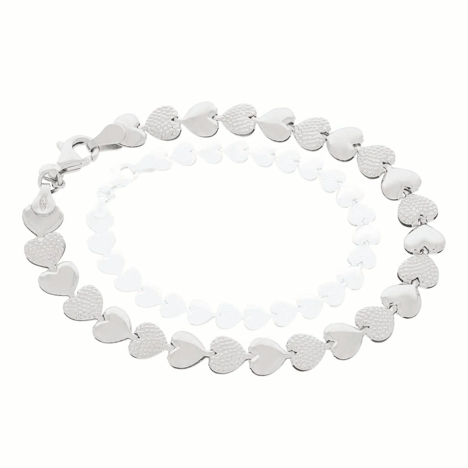 Sterling Silver 19 cm Heart Bracelet
