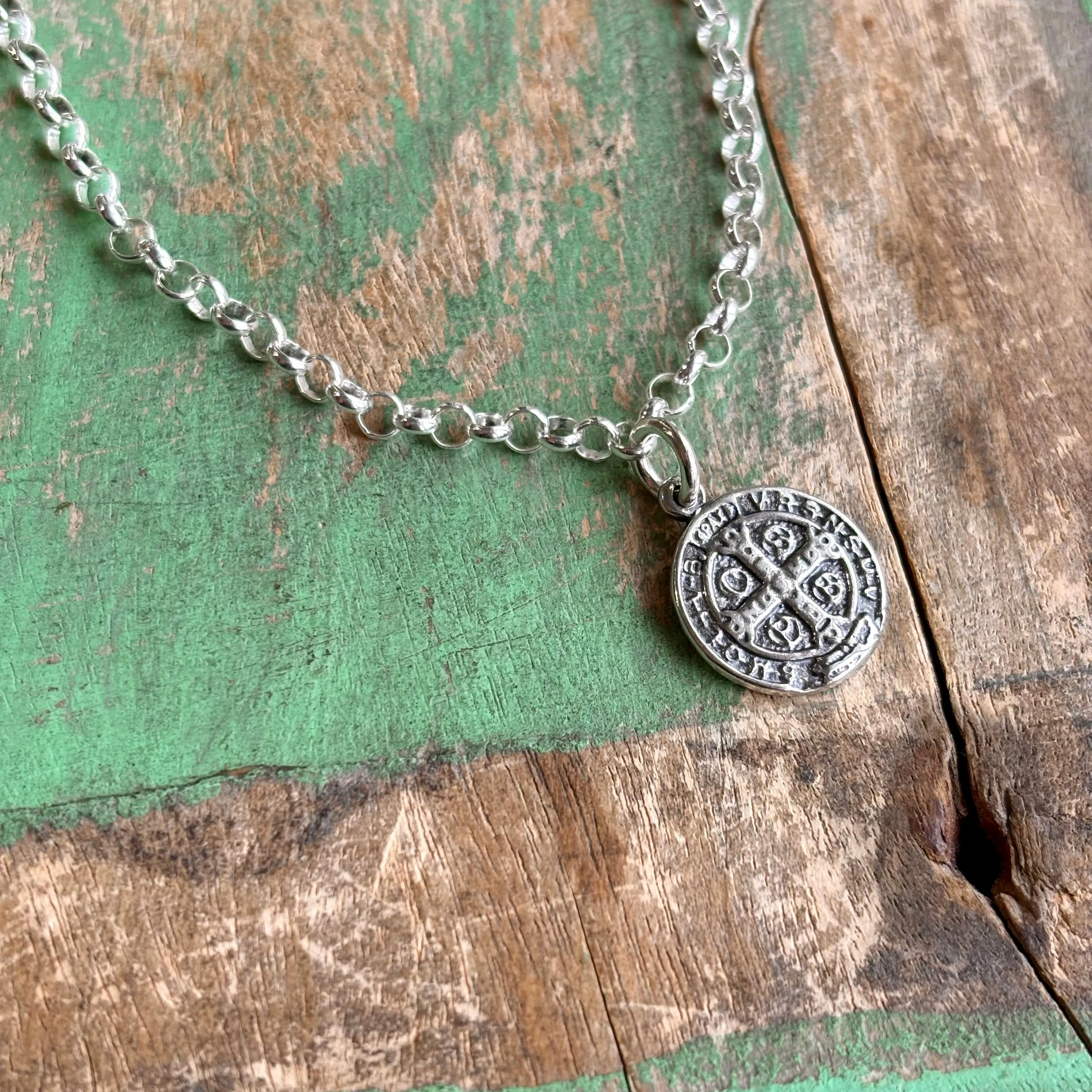 Sterling Silver St Benedict Charm Bracelet
