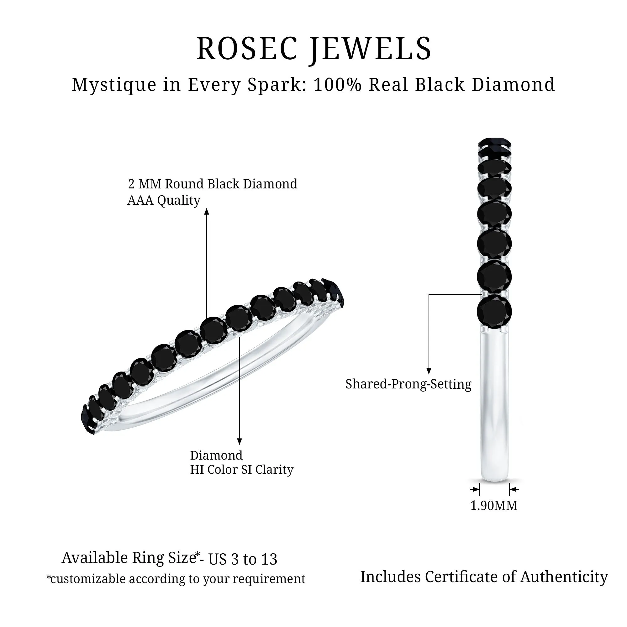 Trendy Black and White Diamond Semi Eternity Ring